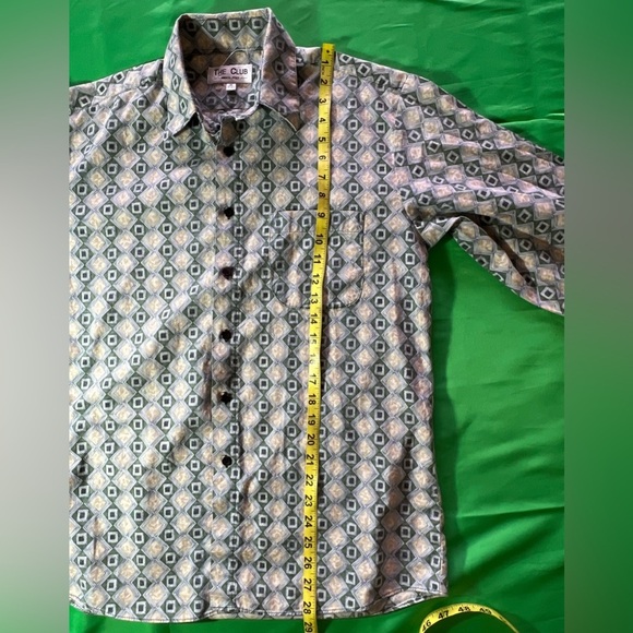 Club Room  Marco Polo .Dress Shirt Mens Medium 15-15 1/2 Beige & Green - Picture 9 of 16